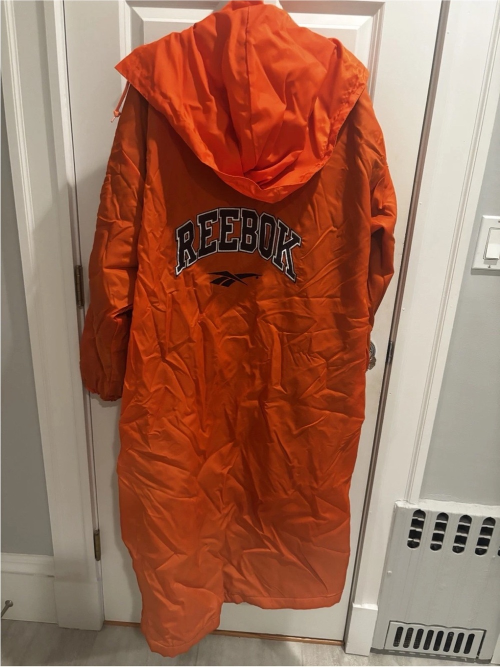 Reebok Bright Orange Hooded Long Coat large